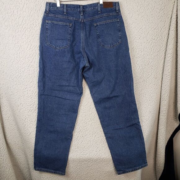 LL Bean Relaxed Fit Flannel Fleece Lined Jeans Men's 36x30 Blue - Picture 2 of 11